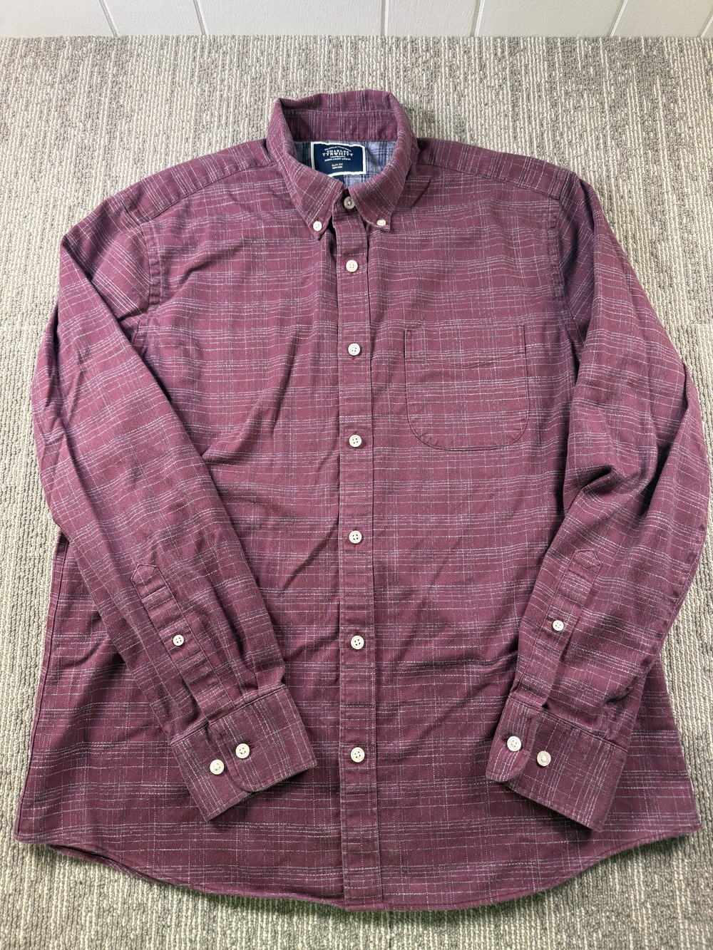 Charles Tyrwhitt Shirt Mens Large Red Plaid Long Sleeve Button Down Non-Iron
